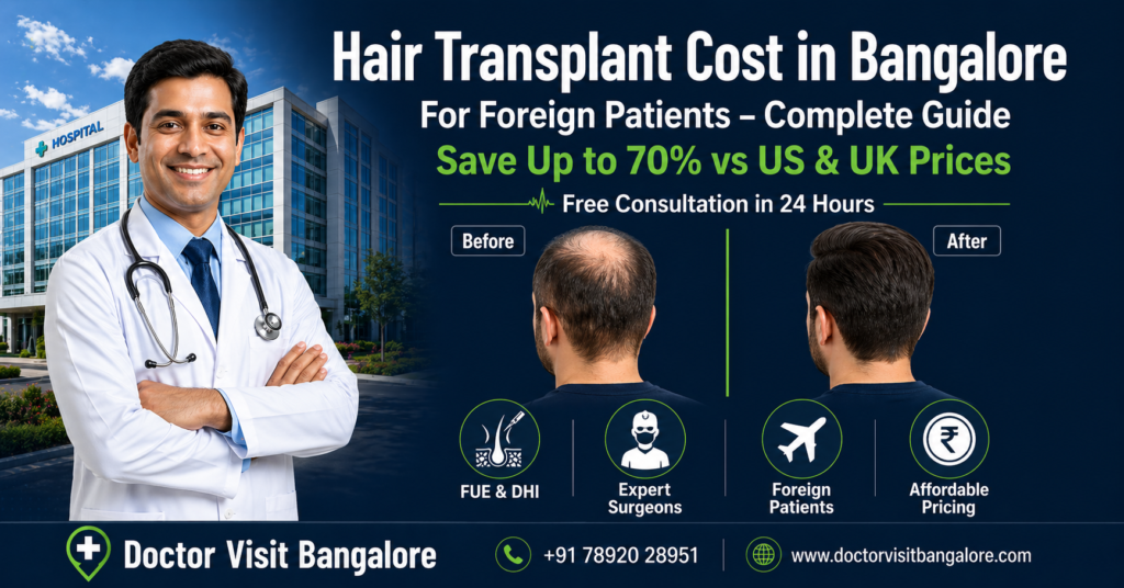 Hair transplant cost in Bangalore for foreign patients with before and after results, expert doctors and affordable treatment in India