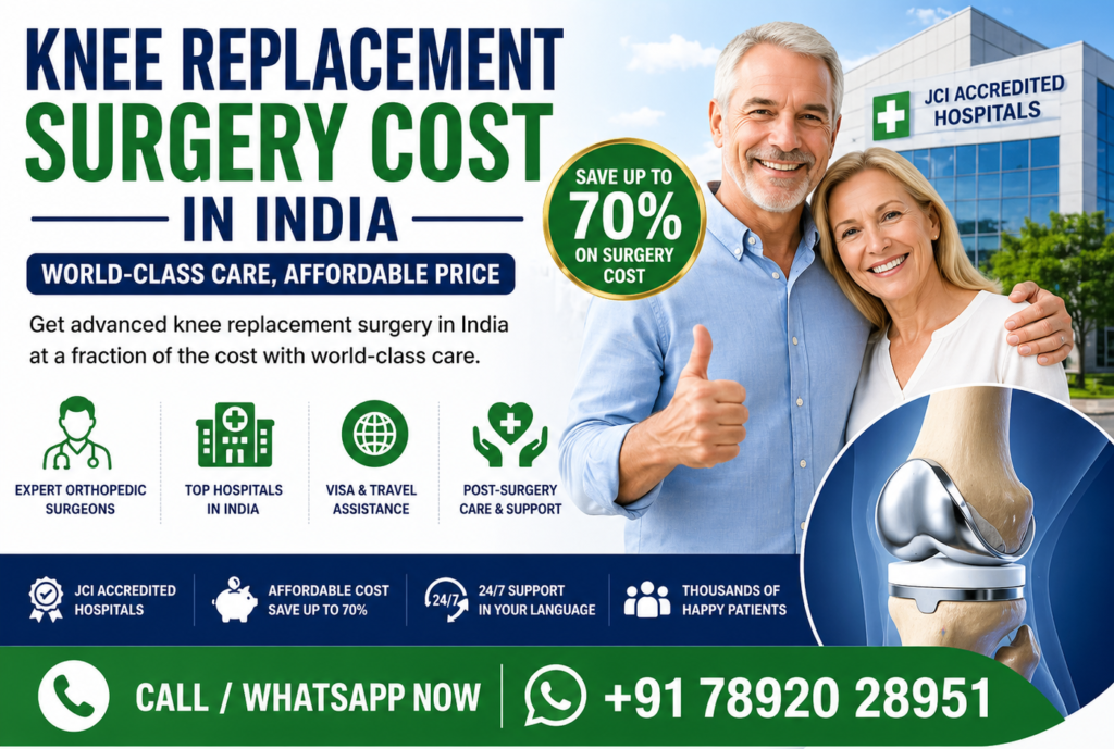 Knee replacement surgery cost in India for foreign patients with affordable treatment, JCI hospitals, and expert orthopedic surgeons in Bangalore