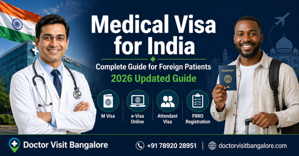 Medical visa for India complete guide 2026 for foreign patients including M visa, e-visa, attendant visa and FRRO registration with hospital support in Bangalore