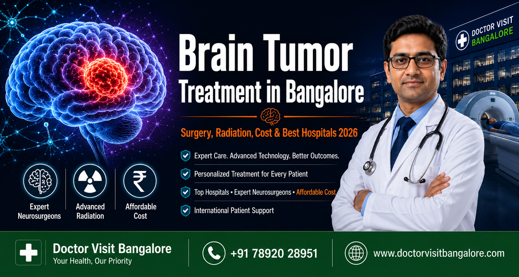 Brain tumor treatment in Bangalore 2026 — surgery, radiation, cost and best hospitals guide