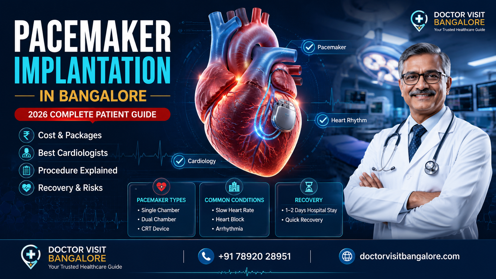 Pacemaker Implantation in Bangalore (2026 Guide) Pacemaker Implantation in Bangalore - Cost, Best Doctors & Hospitals 2026 | Doctor Visit Bangalore
